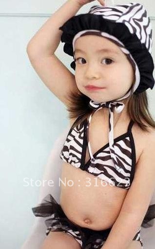 Free Shipping2012Newest Zebra two pieces girl baby swim suit, kids swimwear, children bikini