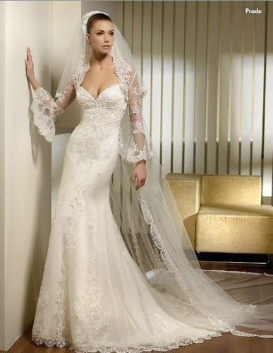 free shippingBest Seller,2012 @Ivory Lace Wedding Dresses/With Long Sleeve Jacket@