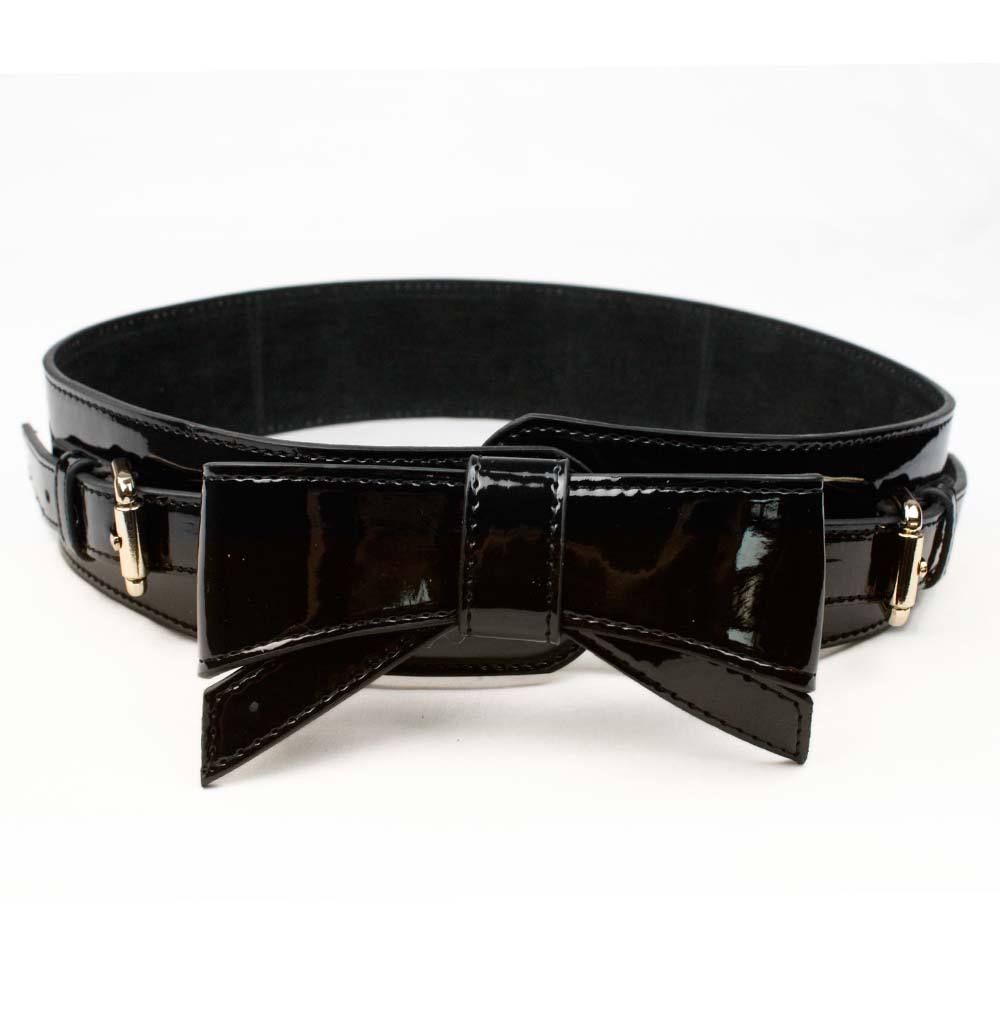 Free shippinghigh-quality fashion ladies beltsWomen Bow Double Pin Buckle Genuine Patent Leather Wide Belt Waist Belt g BT-C270f
