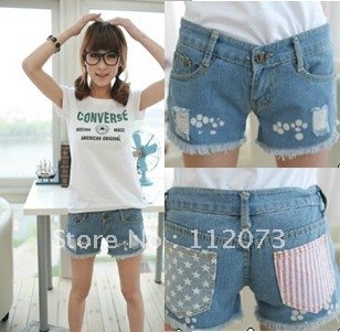 Free shippingNew women's blue denim shorts