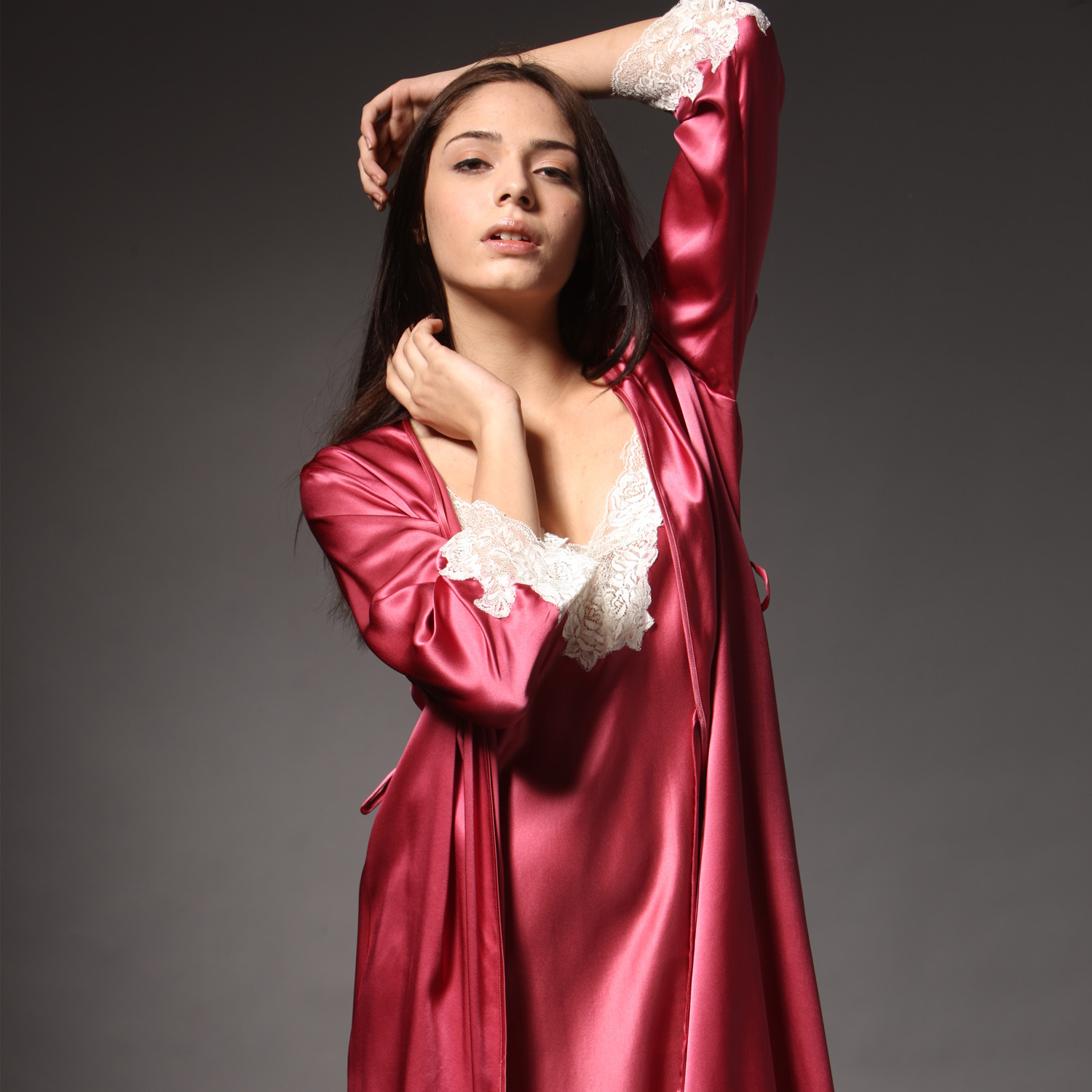 Free Shippment Sexy solid Silk Robe