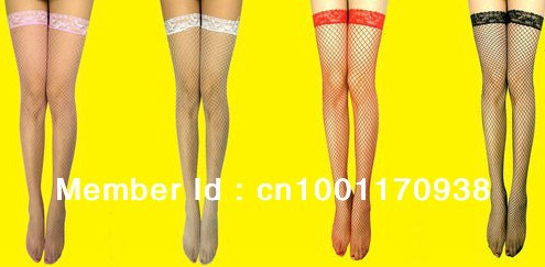 Free shippping 4 color New sexy hot sell Middle mesh fishnet Lace Thigh Highs stockings