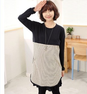 Free shippping Plus size maternity clothing autumn new arrival 100% cotton  maternity one-piece dress nursing dress  M655