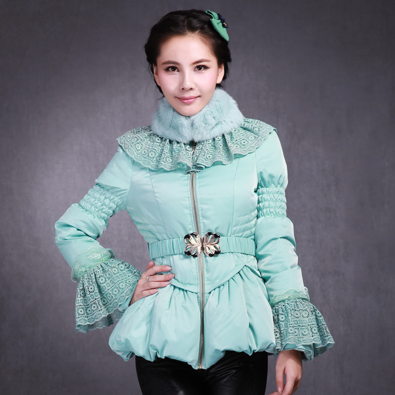 Free shoping, down & parkas ,2012 new Women's slim down coat fashion fur slim short design down coat