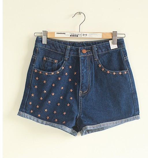 Free  shoping   Fashion women street stars oranges fit denim shorts. TB 3072