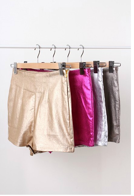 Free  shoping  Stylish women metallic color stretch fabric low-waist shorts.TB 3259
