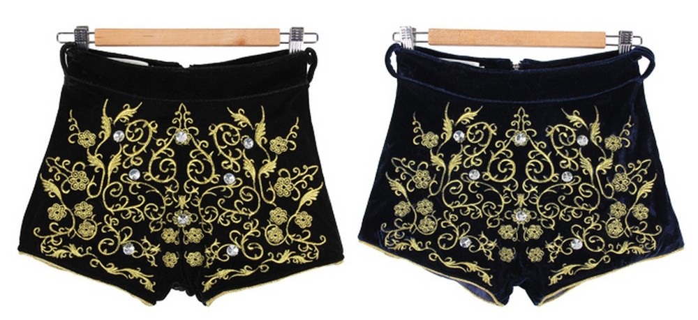 Free shoping  Vintage gold embroidery diamond decoration shorts  TB 2573