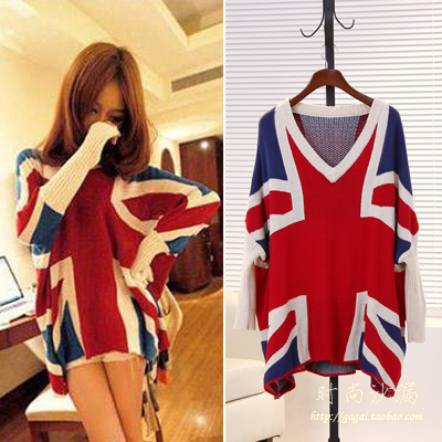 Free shopping 2012 autumn fashion personalized flag long-sleeve pullover sweater d66
