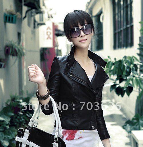 Free shopping 2012 autumn outerwear short design small leather clothing women outerwear jacket motorcycle jacket 1g6011d0