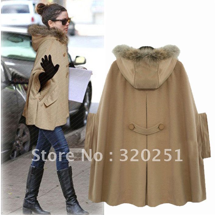 free shopping 2012 autumn women's cloak outerwear thermal thickening noble wool coat trench female cape p010 of