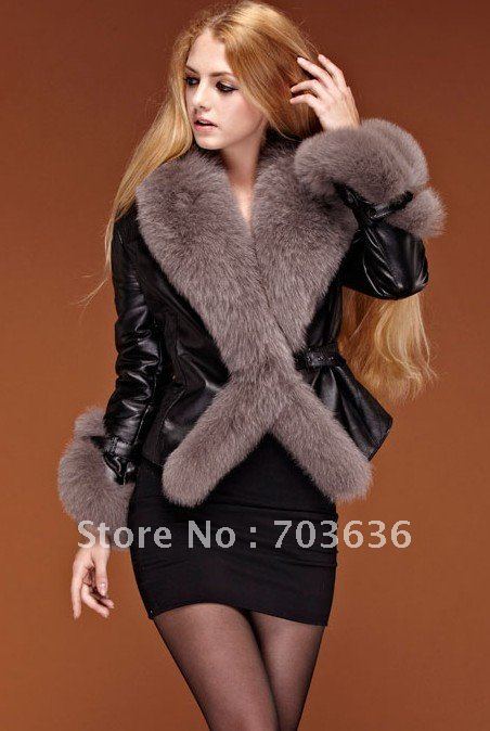 Free shopping 2012 genuine leather clothing female short design genuine leather sheepskin ultralarge fox fur outerwear