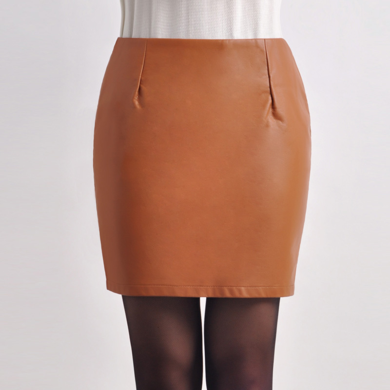 Free shopping EMS DHL Short skirt water washed leather skirt genuine leather step skirt slim hip skirt PU half-length dress
