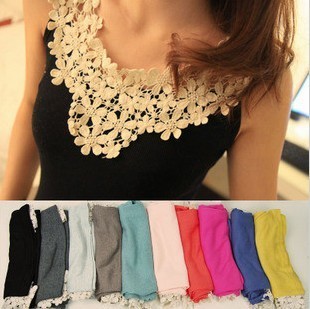 free shopping Flower daisy petal lace crochet cutout patchwork thread cotton spaghetti strap basic shirt vest