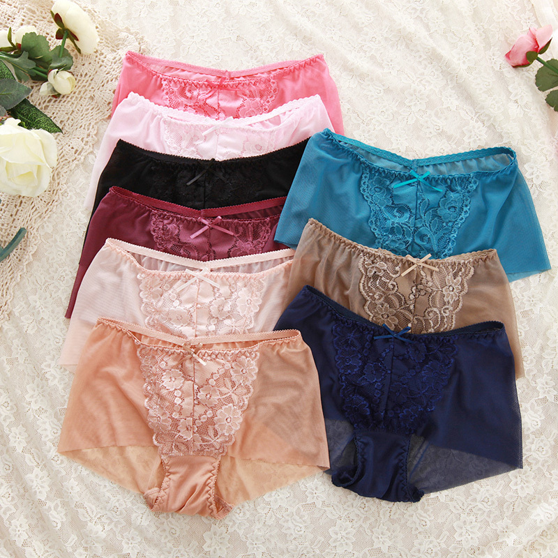 free shopping hot sales newest Low-waist gauze temptation ultra-thin lace sexy boxer panties 6 pieces