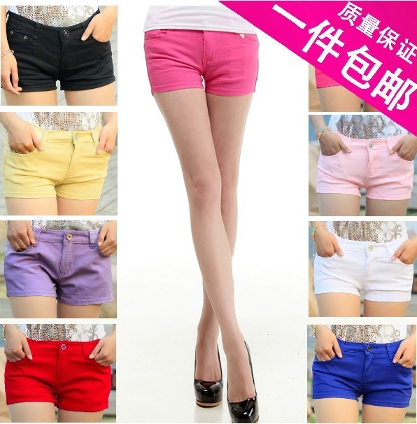 Free Shpping! 2012 New! Faux women denim candy color shorts multicolour single-shorts shorts legging female