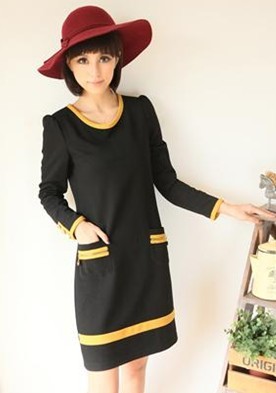 Free Shpping  Qian Yi QY4315 Autumn big yards elegant feminine design coarse grain Luo Mala frame Slim dress mixed colors