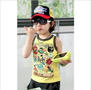 free sipping 2013 summer children's clothing male girl child T-shirt short-sleeve vest 1e-5009