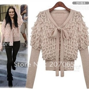 Free sipping autumn fashion handmade crochet bow women sweaters, women short jackets