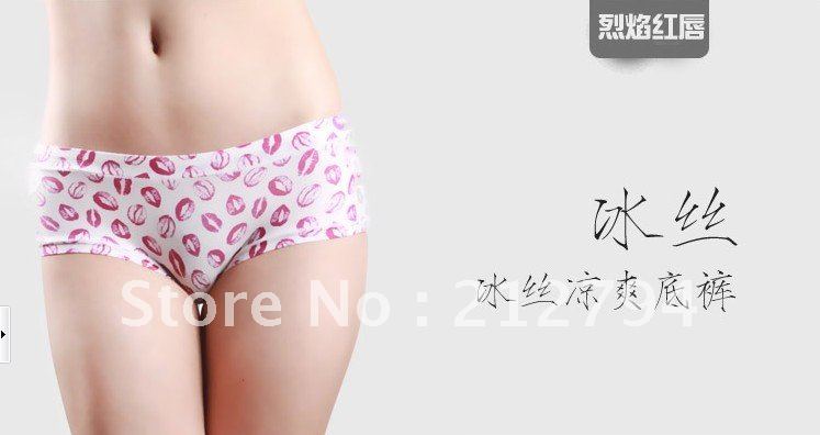 free size female sexy ice silk briefs Comfortable ladies underwear 5piece/lot