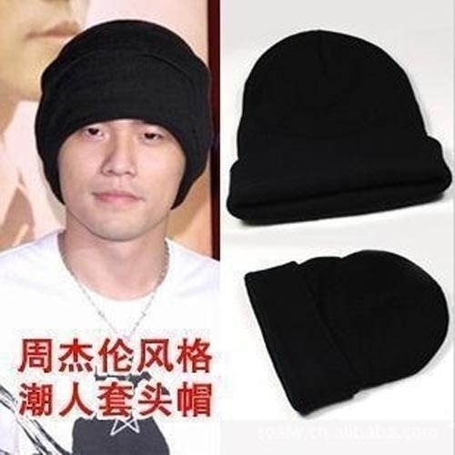 Free vshipping, Male hat roll up hem autumn and winter black knitted yarn cadet cap