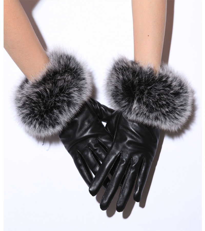Free Winter fox fur genuine leather women's sheepskin gloves fashion thickening thermal hot sale
