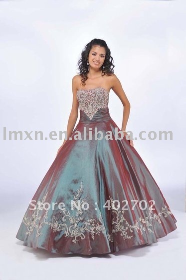Freeshiping (6pcs) Strapless embroidery quinceanera dress