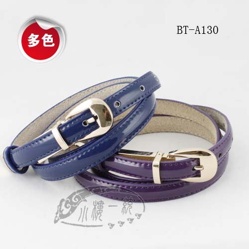 Freeshiping imported high-quality Gold Pin Buckle Women Patent Leather Skinny Belt fashion ladies belts tBT-A127t