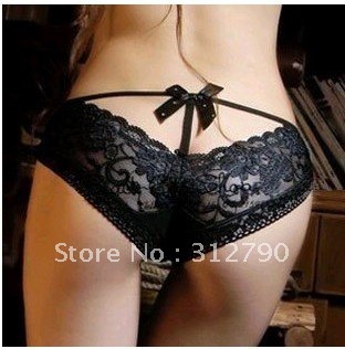 Freeshipp by CHINA POST -HOT/NEW of 2012.women's underwear brand new Crystal Bow lace deep V sexy underwear,