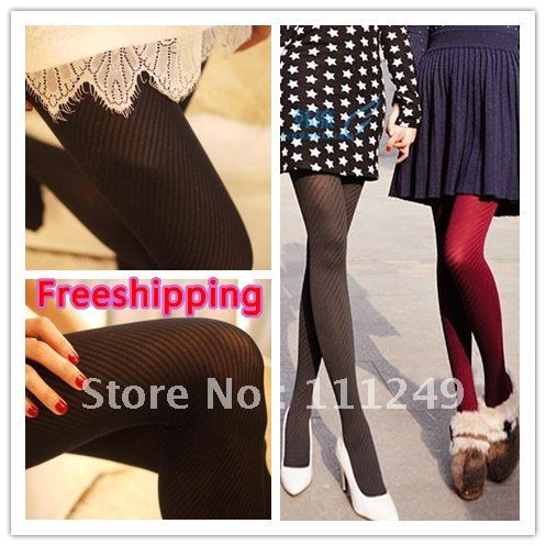 Freeshipping (1piece/lot) 2012 new export Japanese high elasticity diagonal stripes pantyhose was thin bottoming socks