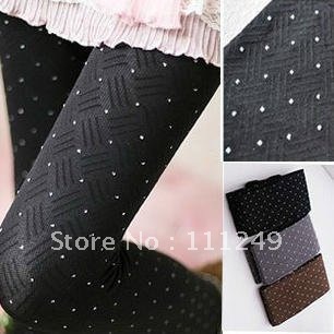 Freeshipping (1piece/lot) Autumn and spring thick section was thin plaid little dot velvet pantyhose