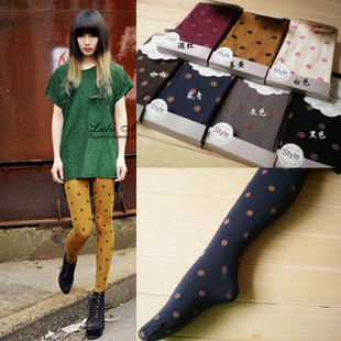 Freeshipping (1piece/lot)  Retro the large dots velvet pantyhose candy color Polka Dot primer stockings