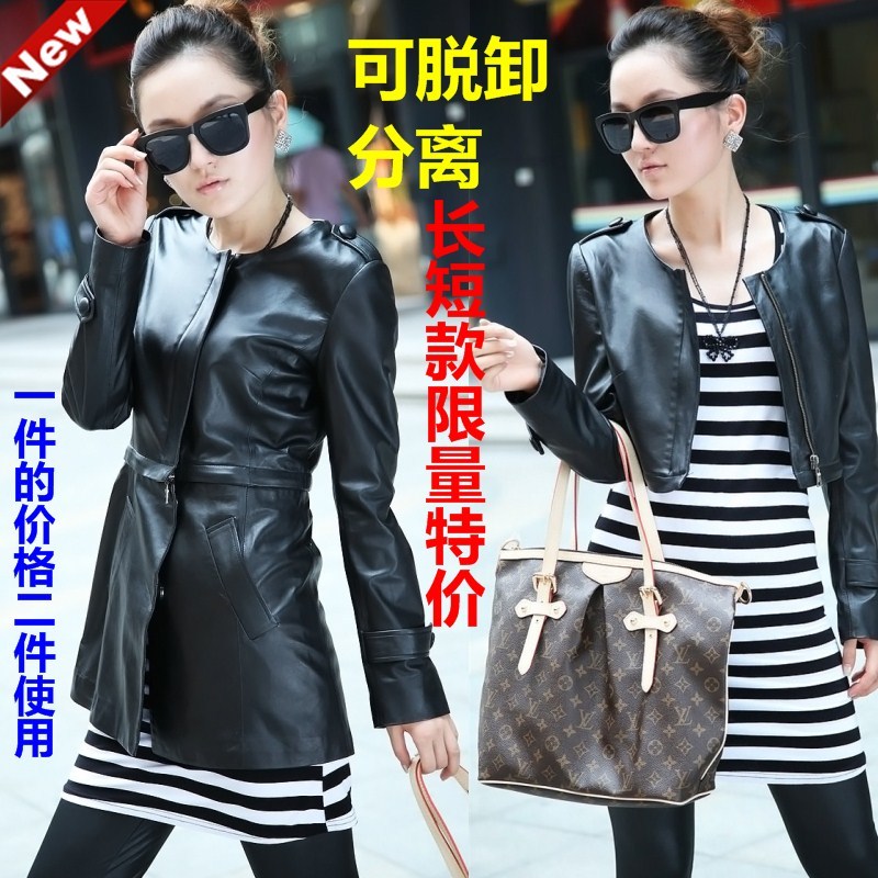 Freeshipping 2012 autumn genuine leather clothing female sheepskin outerwear Women trench