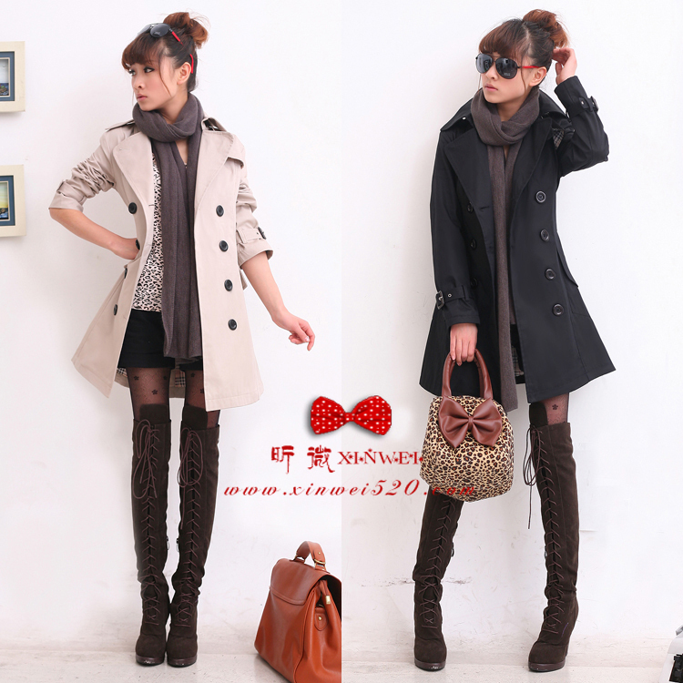 FreeShipping! 2012 autumn new arrival fashion slim overcoat double breasted trench outerwear 2155 412168