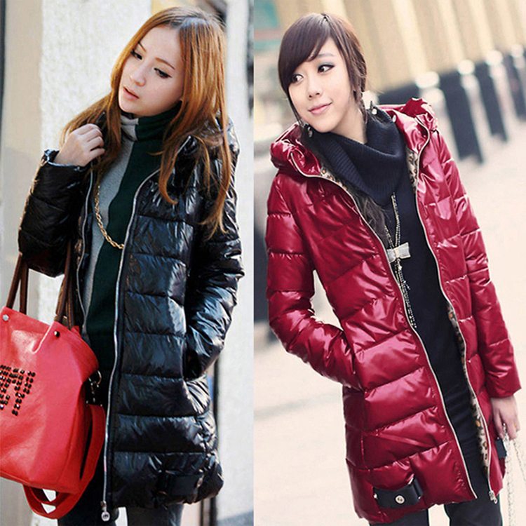 freeshipping 2012 fashion glossy solid cotton-padded long design plus size thicken women's wadded jacket warm winter coat