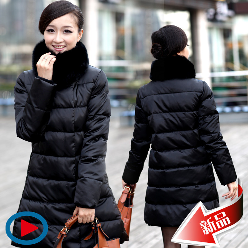 freeshipping ! 2012 hot-selling luxury oversized fox fur slim medium-long female down coat