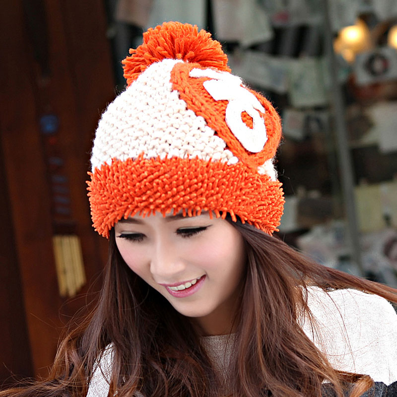 freeshipping 2012 new arrival autumn and winter women's fashion letter ok knitted hat thermal sphere knitted hat