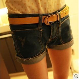 Freeshipping 2012 new arrival cute fashion big pocket roll-up hem denim shorts