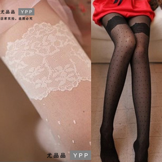 Freeshipping 2012  Sexy women's stockingslace stockings coverspun pantyhose black white lady's Socks