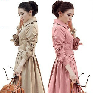 FreeShipping 2012 spring and autumn slim skirt medium-long plus size trench female outerwear /Women's Clothing/women coat