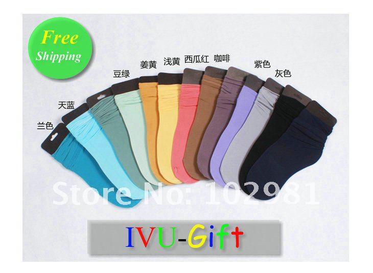 Freeshipping 2012 Super wild curling stacked wear tube socks in the piles of socks retro short socks candy color women IVU Gift