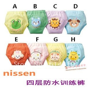 Freeshipping 2012 Wholesale  4 Layer Training Pant / Washable Baby Cotton Underwears 4pcs/lot Baby underwear/Baby Pants