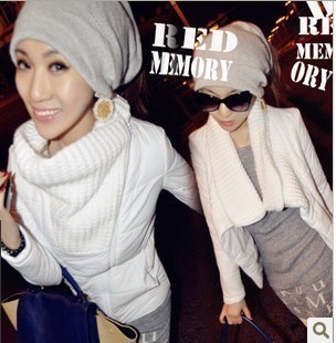 Freeshipping 2012 winter handsome white wool knitted side zipper wadded jacket cotton-padded jacket w1002 IVU