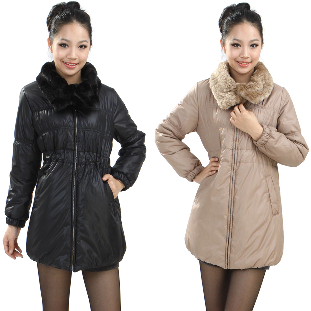 FreeShipping 2012 women's fashion slim fur collar cotton-padded jacket winter wadded jacket cotton-padded jacket