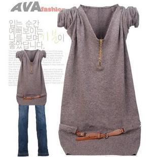 FREESHIPPING 2012 women's V-neck long design sweater rabbit fur loose sweater outerwear sweater slim