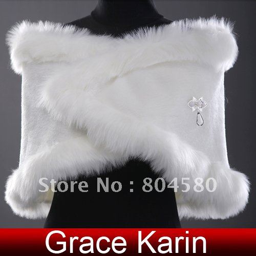 Freeshipping 2013 New Arrival GK Faux Fur Wedding Wrap Bridal Shawl Stole Tippet Jacket CL2618