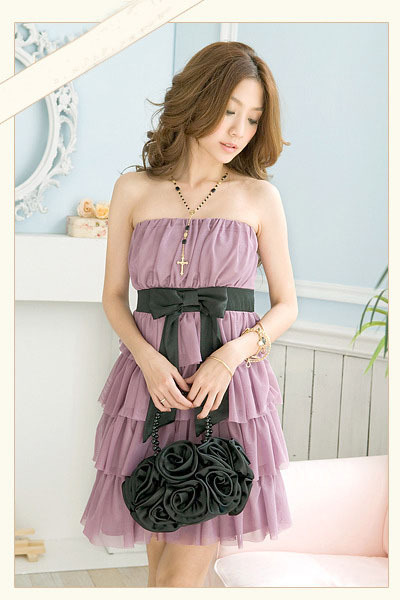 FREESHIPPING 2013 NEW Summer  women's  fashion chiffon strapless chiffon  Layered dress