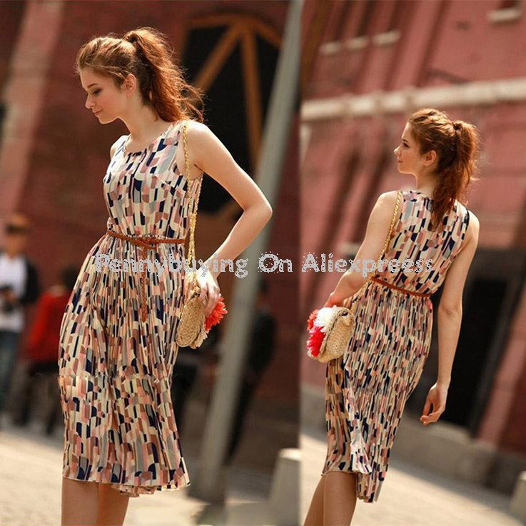 Freeshipping 2013 Summer Fashion Woman Color Block Long Dress OL Office Lady Patchwork Casual Clothes Women Maxi Chiffon Dresses