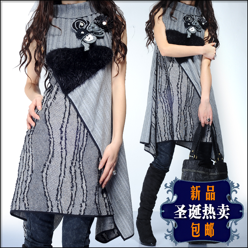 Freeshipping 2013 the latest fashion Q76 loose all-match sweater outerwear female medium-long knitted basic shirt l