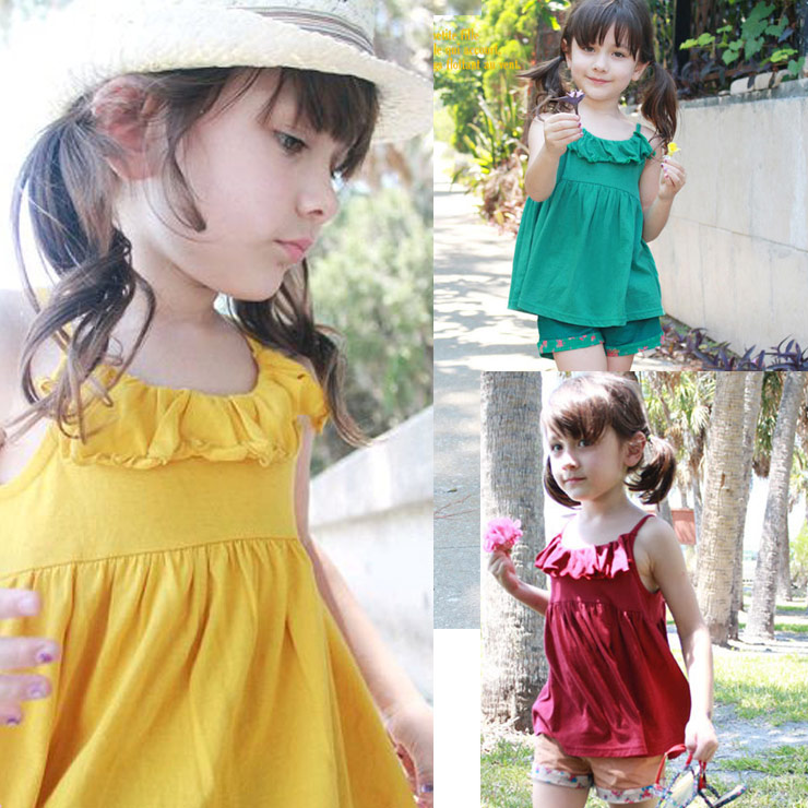Freeshipping 2013 three-color female child cool spaghetti strap top baby top skirt sleeveless T-shirt children's clothing top