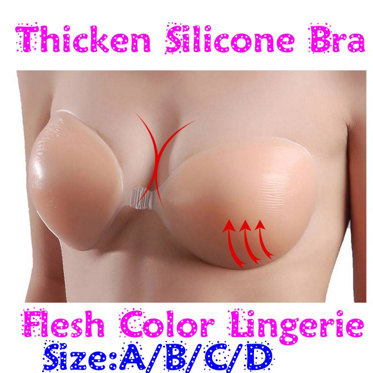 Freeshipping 2pcs/lot W8# High Quality Thicker Invisible Self-Adhesive Strapless Silicone Breast Bra With Retail Box